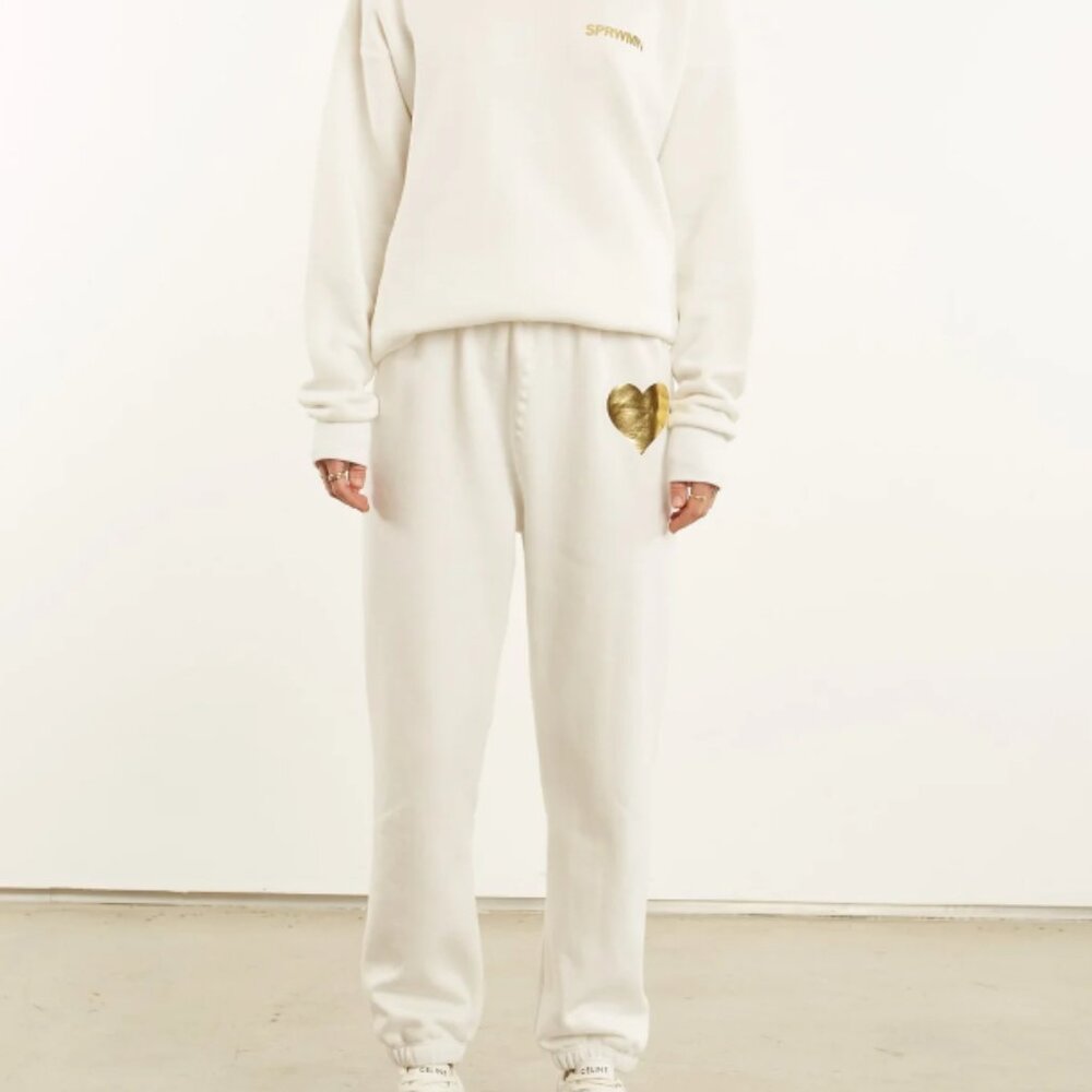 NWT Sundry Off White Gold Heart Sweatpants